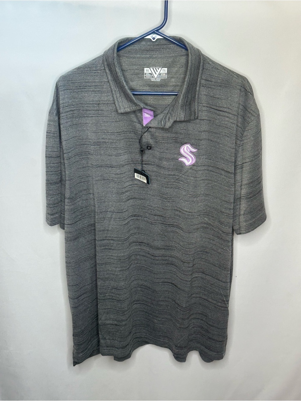 NWT Seattle Kraken Hockey Fights Cancer Athleisure Polo Levelwear XXL